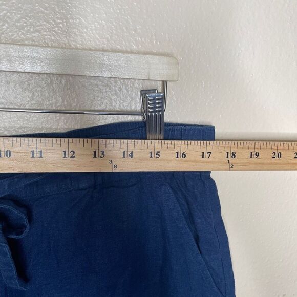 Cappagallo Pants Women's Large Navy Blue Cropped Capri Linen Bland Casual - Picture 11 of 12